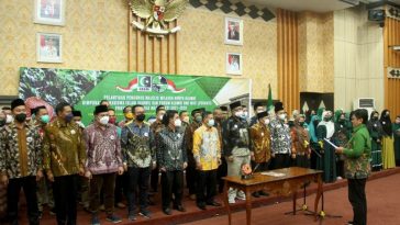 Prosesi pelantikan Presidium MW KAHMI dan FORHATI Bengkulu di Ruang Pola Pemprov Bengkulu, Sabtu (27/11/2021). Foto Rakyatbengkulu.com