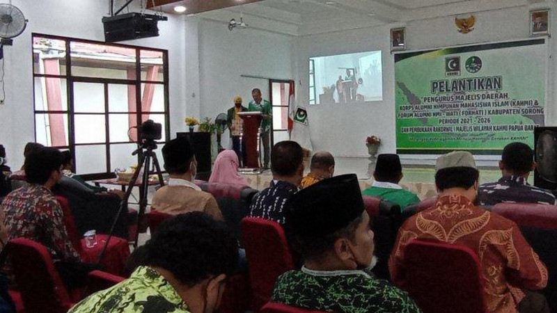 Suasana pelantikan pengurus MD KAHMI dan FORHATI Kabupaten Sorong periode 2021-2026, Papua Barat, pada Jumat (4/2/2022). Foto Tribun Papua Barat